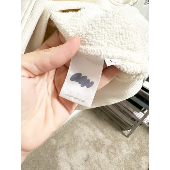 Madhappy Mens Classics Zip Up Hoodie In Cotton Fleece Relaxed Fit Neutral Large - Picture 8 of 10